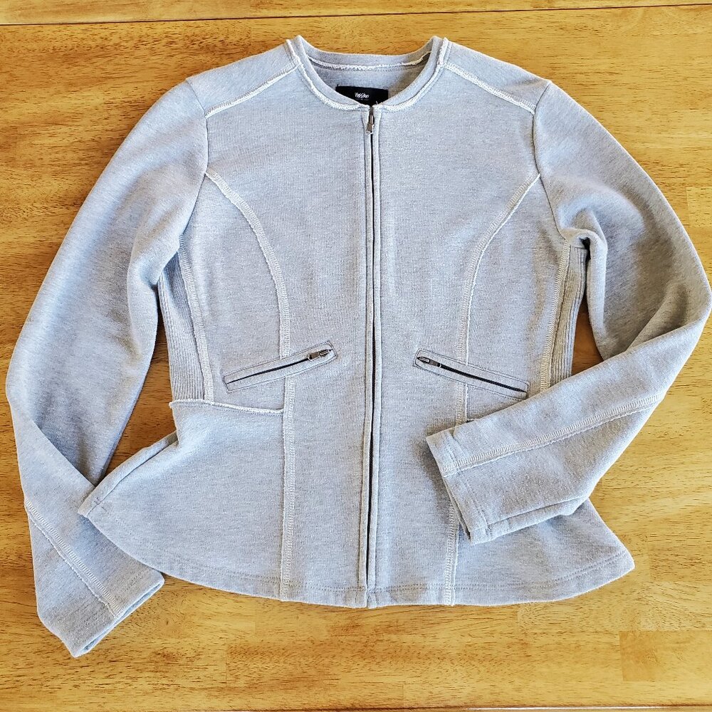 Mossimo Grey Cropped, Peplum fit feminine sweatshirt jacket Y2K